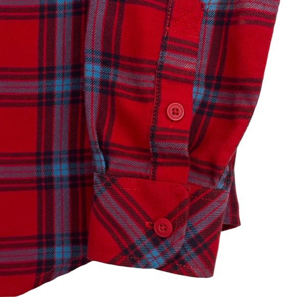Duluth Trading Co. Plaid Long Sleeve Shirt Small EUC Red Blue Black Cotton Blend - Picture 5 of 14
